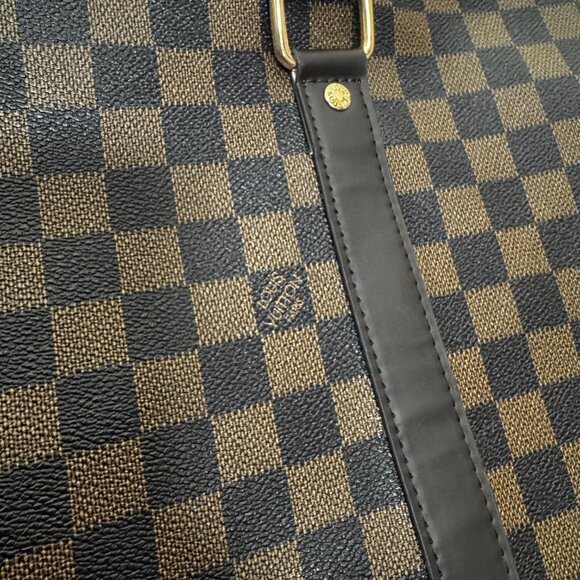 Large Duffel Top Handle With Crossbody Strap Brown Check LV - Picture 10 of 10